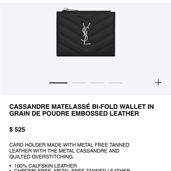 Authentic YSL Yves Saint Laurent Black Silver Bi Fold Small Wallet - Picture 11 of 16